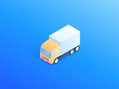 Mystery Project gradient illustration isometric moving transport truck vehicle work