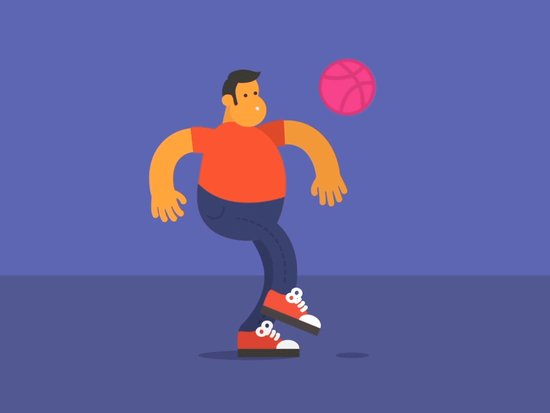 Dribbblin' ae aftereffect animation ball character dribble flat gif motion design shot