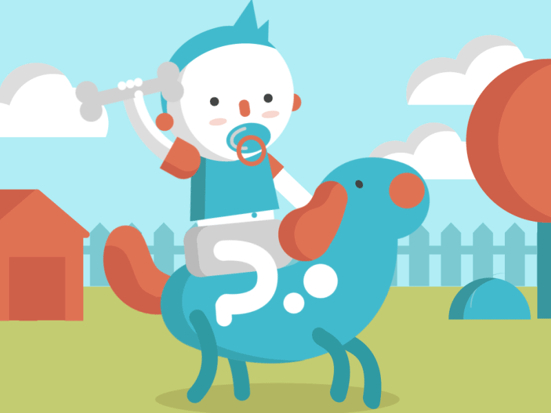 Yiha! 2d animation bone dog flat illustration toddler