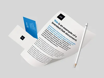 Oak Stationary Mock brand branding business card identity letterhead pencil stationary ui