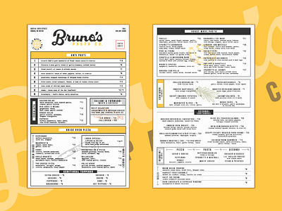 Bruno's Pasta Co. - Menus food italian lettering logo logo design logotype menu restaurant menu