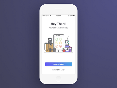 Daily Survey Start Screen fitness health iconography ui vectors
