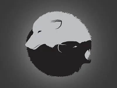 Dual Wolf icon illustration logo team wolf wolves