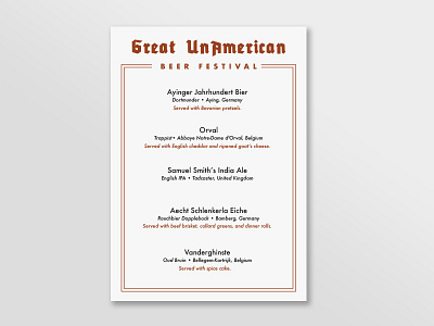 Menu beer design festival menu