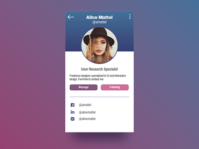 User Profile daily ui profile user