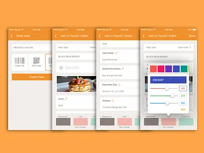 Pass2U Wallet UI - Create the Pass app apple wallet barcode color picker create form pass pass2u phone wallet