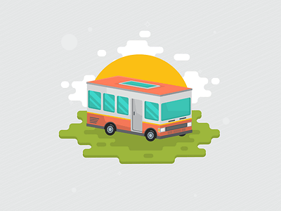 Travel icon car cloud design flat graphic icon illustration sun travel vector