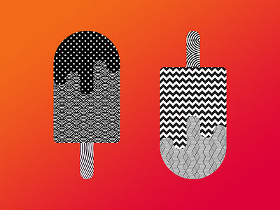 Ice cream 30challenge black gradient ice cream icon illustration orange pattern red tropical white