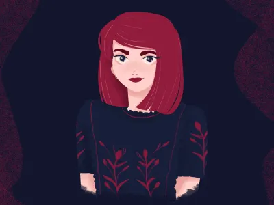 Self drawing illustration portrait self