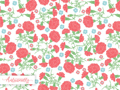 Vector Seamless Pattern with Carnations carnations design floral flower folk pattern seamless surface design vector vintage