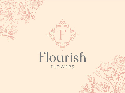 Flourish Flowers Identity brand identity cream florists flourish flowers icon logo pink