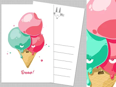 Grumpy Ice-cream greetings card card digitalart fun greetingscard grumpy icecream irony rikoandthehuman