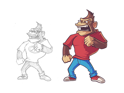 Gorilla Character design angry cartoon character gorilla insurtech mascot startup