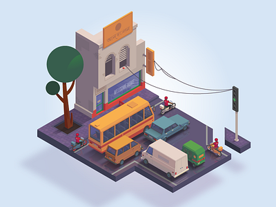 Dakka architecture dakka illustration isometric traffic vector