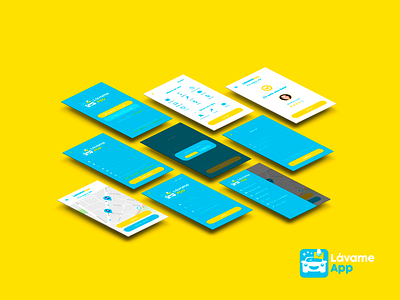 Lávame App animation app branding design flat icon lettering type ui ux vector web