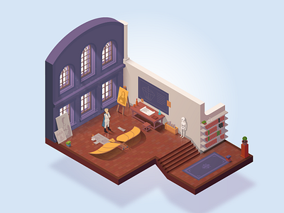 Leonardo da Vinci architecture illustration isometric leonardo vector