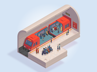 Beijing subway architecture illustration isometric subway vector