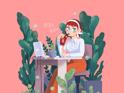 Offix Girl character design fashion garden girl illustration office