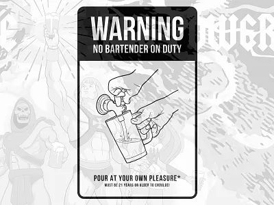No Bartender On Duty beer drinking lager mural sign tap house