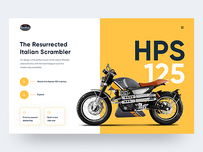 Hipster 125 Microsite Concept bike clean hipster minimal mondial scrambler ui