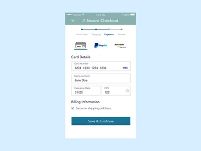 Daily UI Challenge #002 checkout mobile payment ui