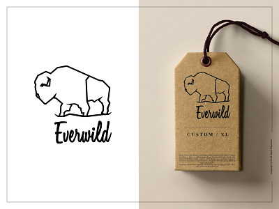 Everwild Logo black branding buffalo design flat lettering logo logotype simple stroke strong vector