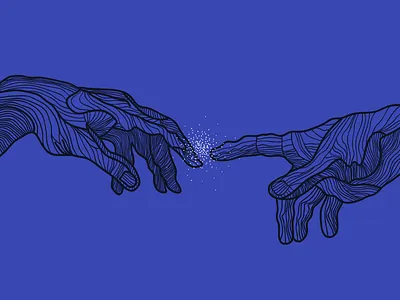 Michelangelo art blue creation hands illustration michelangelo