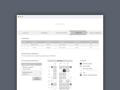 Wireframe Web Check In aerolinea airline check in design desktop flight seats user experience ux web wireframe