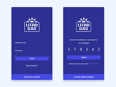 LITRO Gas Dealers App - Login & Verify Screens android app dealers design login material minimal mobile simple ui ux verification