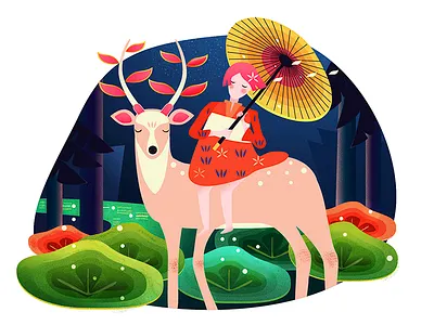 flower 03 deer flower girl plants umbrella