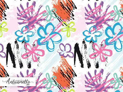 Mark making vector seamless pattern floral flower mark making pattern seamless seamless pattern spots stains surface design vector