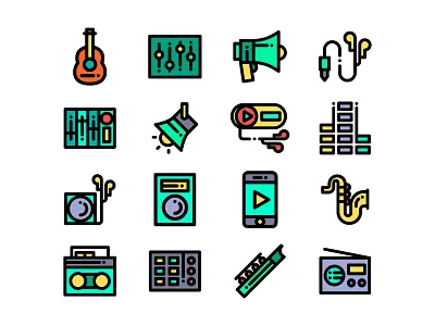 Music Icons dj drums guitar headphones icon iconmusic microphone music phone radio