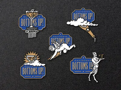 BOTTOMS UP! PINS bar bottomsup drink gastrobar logo pin pub