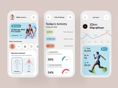 Track Your Fitness Goals - App Design app design biotech clinic doctor health health tracking healthcare healthtech hospital medical care medical tracking app medicine mobile app online medicine