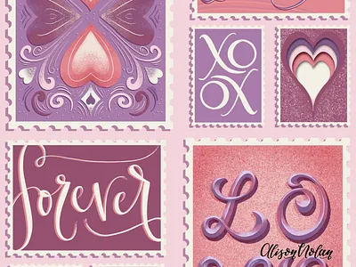 Forever Stamp always and forever design drawing challenge female illustrator forever stamps hand drawn hand lettering illustration love art procreate texture valentines wall art