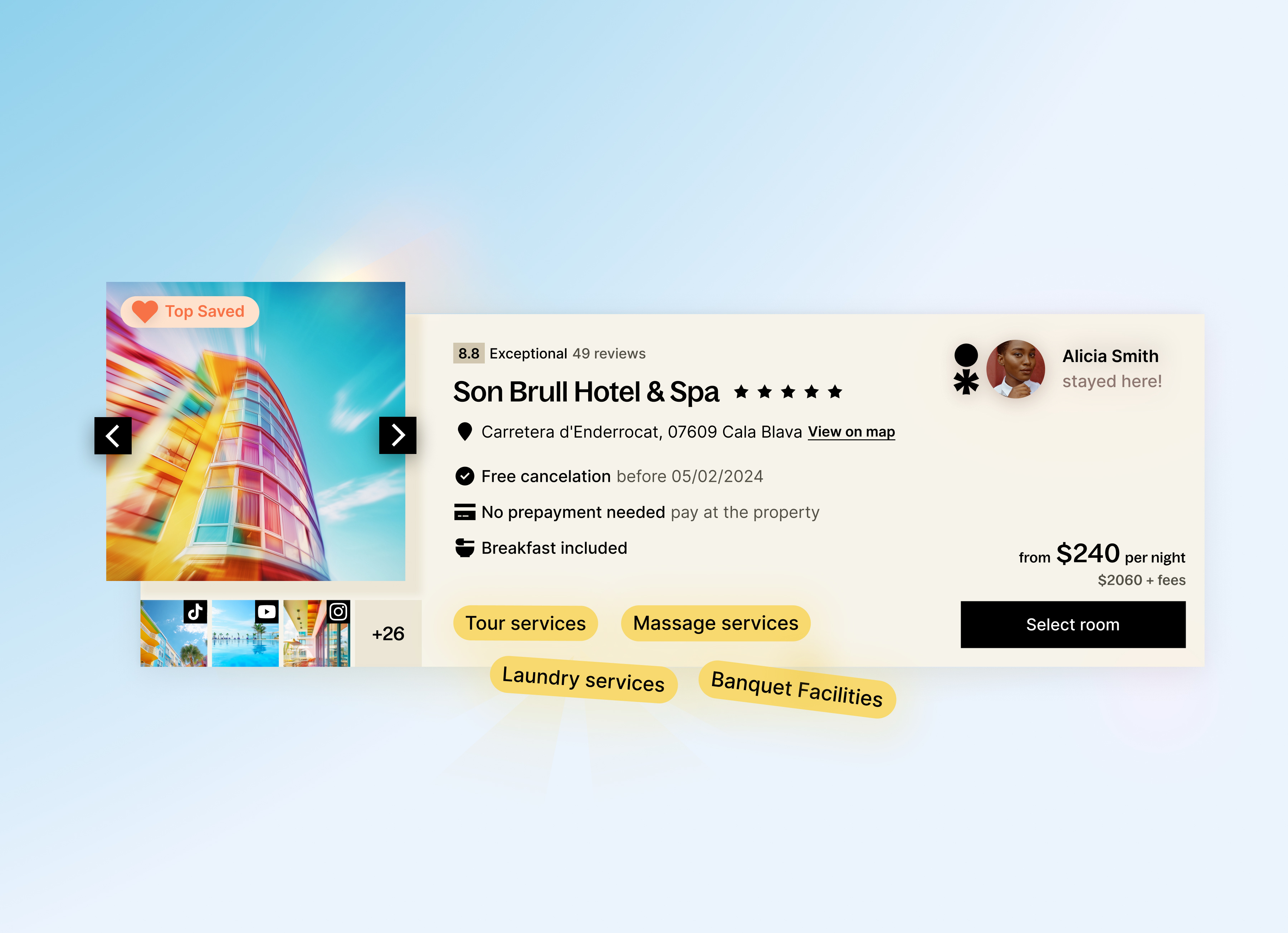 Travel Portal UI Design card desktop figma flat graphic design hotel mallorca pastel photo photography portal travel ui ux