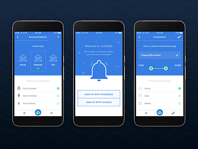 YourNotify Mobile App Mockup alert app blue design interface mobile notification notify ui ux