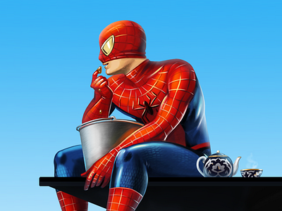 On The Roof... bucket character illustration navruz poster roof spiderman sumalak teapot uzbekistan