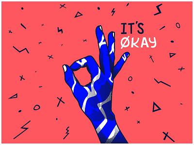 it's okay bold colour hand illustration its okay mate kool aid kid lines vector