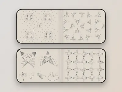 Faces N° 04 characters circus decorative drawings faces illustration prints sketches