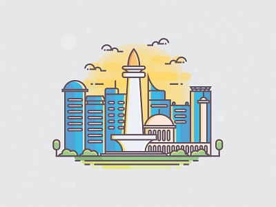 Jakarta Icon Illustration design designer flat graphic icon jakarta landmark moans vector