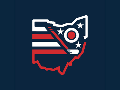 The Puck-Ice State columbus design flat hockey icon logo nhl ohio retro sports