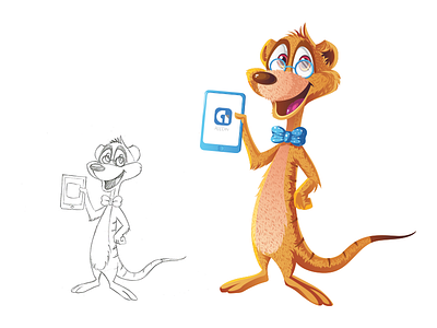 Meerkat - Character design for Google app development team. app development appdev cartoon character design google illustration mascot meerkat sketch