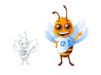 Bee - Character design for Google app development team. app development bee cartoon bee character google honey honey bee illustration innovative mascot