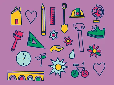 Service Icons buld charity company give back helping hand house pencil service share time volunteer work