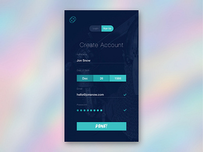 001 // Sign Up 001 app design create account dailyui first shot game of thrones jon snow login mobile sign up ui ux