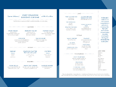 Restaurant Menu blue clean food high end menu restaurant simple