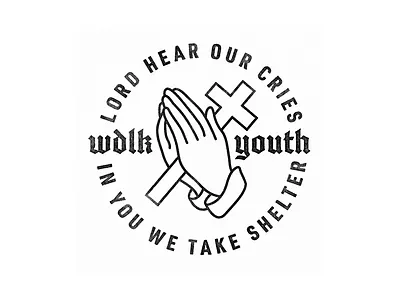 Hear Our Cries badge cross hands icon jesus logo pray scripture shirt texture type youth