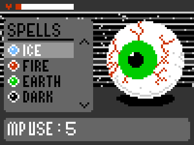 Eyeball Boss Screen art ball bit black boss eye game green pixel red white