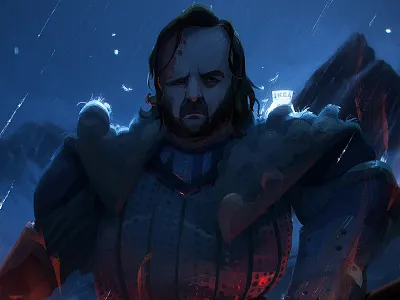 Hound blue character digital fanart game of thrones hound ice painting photoshop